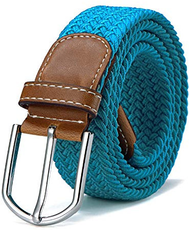 Stoffgürtel Stretchgürtel geflochten und elastisch Gürtel für Damen und Herren Länge 100 cm bis 130 cm türkis
