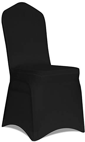 Kapwall 12 PCS Black Chair Covers, Spandex Stretch Washable Chair Covers for Wedding,Party and Banquet