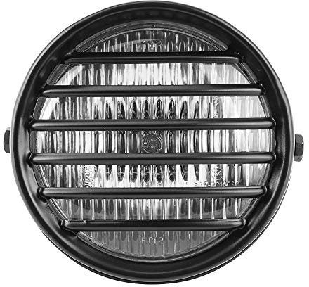 Qiilu Faros delanteros de motocicleta de 6 pulgadas, faro redondo de motocicleta Parrilla cubierta de lente 35W Bombilla halógena Faro de moto universal(Vidrio transparente)