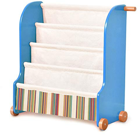 Regal NLIAN- Holzlagerung Sling Bücherregal, Kinder Kinder Bücherregal Rack Buchmagazin Spielzeugregal Auto Styling Tasche Bücherregal Unit Storage Display (Color : Blue)