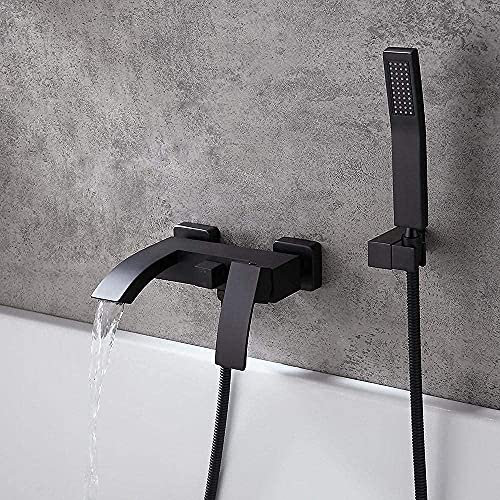 chicstyleme Unterputz Duscharmatur Badewannenarmatur mit Handbrause Schwarz Wannenbatterie mit 1,5m Duschschlauch Aufputz Mischbatterien Badezimmer,Wand-Duscharmatur Mit Handbrause