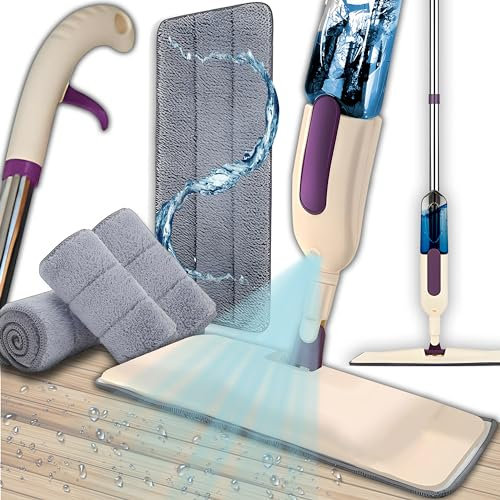 Retoo Wischmopp Wischer mit Sprühfunktion Bodenwischer Sprühfunktion mit Waschbaren Mikrofaserbezug Sprühwischer Für Schnelle Reinigung mit 400ml Nachfüllbarer Wassertank