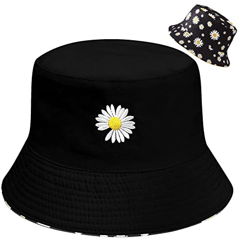 Hocaies Fischerhut Bucket Hat Sonnenhut Herren Damen Fischerhüte Sonnenhut Mädchen Faltbar Sonnenhüte Unisex Anglerhut Fischermütze für Outdoor Wandern Camping (Gänseblümchen 01)