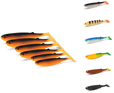 NØMIS Gummifische Gabi Goldfish | Gummifisch Set 3er x 14 cm | Angelzubehör | Gummifische Set Hecht Zander Dorsch u. Norwegen Angeln | Angelköder | Hecht Köder