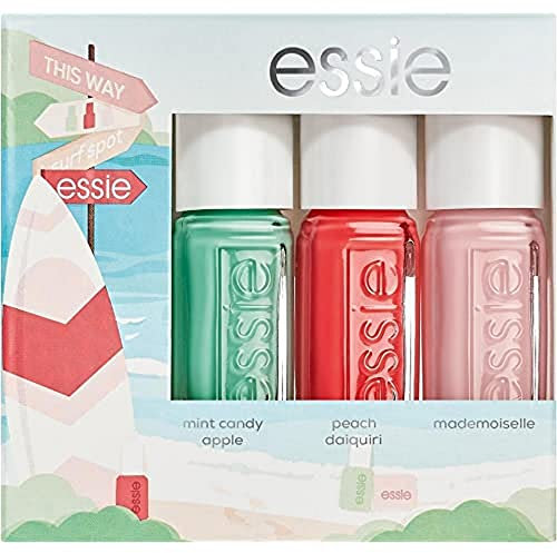 Essie On the Sea Nagellack-Set, 3 Mini-Nagellacke, glänzend, langanhaltend, Farbtöne: On the Sea