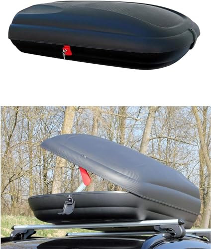 AUTOFORNITURE ITALIA Dachbox Kofferraum Universal 400 Liter Carbon Look Doppelverschluss Maße 1690 x 790 x 375 mm