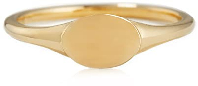 Kainier 14K Gold Plated Signet Rings Stackable Slim Signet Rings Thin Plain Statement Band for Women Vintage Finger Classic Chunky Dome Ring Comfort Fit Size 5 to 10