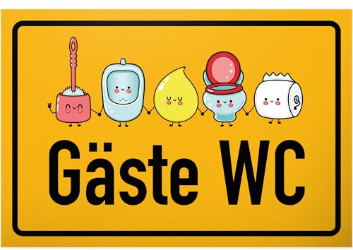 DankeDir! Gäste WC - 30 x 20 cm Schild - Wand Gästetoilette Herren Türschild Deko witzig - Toilette Toilettenschild Klo Schild lustig Kloschild Besucher WC Schild zum aufhängen