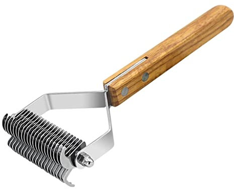 Hundebürsten for Die Pflege Großer Hunde – 2-seitiger Unterwolle-Rechen Aus Edelstahl Mit Holzgriff, Tragbare Enthaarungsbürste for Langhaarige Hunde, for Golden Retriever Husky Shepherd