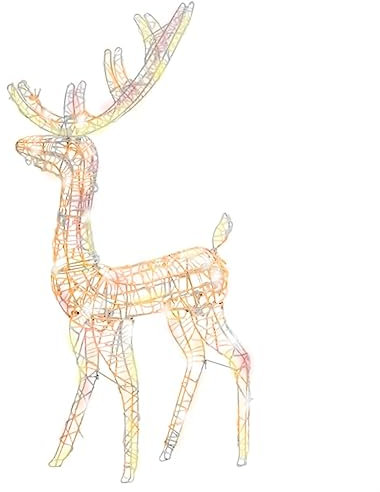 vidaXL Rentier Weihnachtsdekoration 3 Stk., Beleuchtet Weihnachtsfigur 8 Lichtmodi, Weihnachtsdeko Weihnachtsbeleuchtung für Innen Außen, Acryl 120cm Mehrfarbig