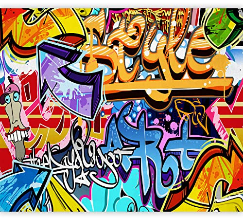 murando - Fototapete Premium-Vlies Graffiti 350x256cm - Foto Tapete Wohnzimmer Moderne Vliestapete XXL Wandtapete Motivtapeten Bildtapete 3d Effekt Wand Dekoration Mural Street Art Straßenkunst bunt