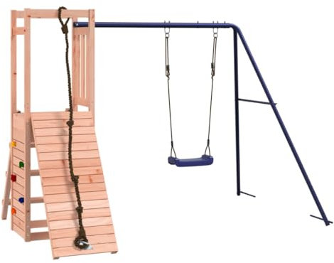 vidaXL Spielturm, Klettergerüst mit Schaukel Kletterwand, Kinder Kletterturm, Spiel-Zubehör für Garten, Holz Spielplatz Spielhaus, Massivholz Douglasie