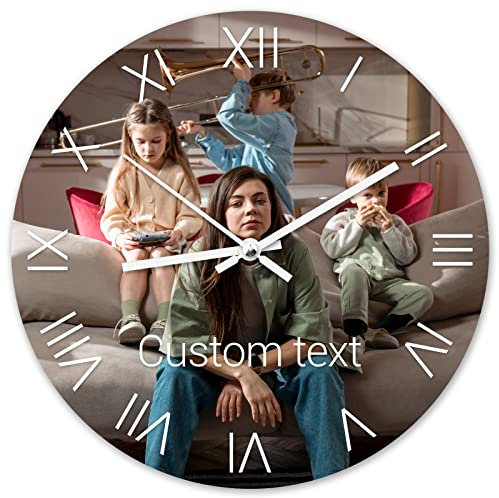 Horloge Murale Personnalisée, horloges murales photo pour la décoration de salon avec photo, Personnalisées Horloge Murale avec Photo Text, pour Salon, Chambre, Maison, Bureau, Décor D'école