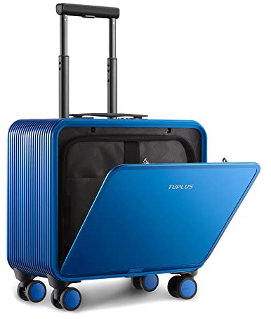 TUPLUS Koffer Aluminium Trolley Rollkoffer mit 4 Rollen Reisekoffer Handgepäck Hartschalenkoffer,Sofortige Serie,58.5×34.5×20.8cm/33L,Blau