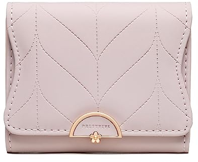 ANYWN Damen Portemonnaie klein, kleine Geldtasche damen, geldbörse damen klein, kleiner damen geldbeutel mit Große Kapazität, Elegante und Süße Damen Geldbeutel mit Großes Münzfach Rosa