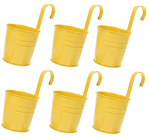 KONTONTY 6stücke Teiliges Blumentopf Mit Entwässerungslöchern Hängende Pflanztöpfe Für Balkonzaun Und Garten Robuste Eisen Eimer Pflanzgefäße Zur Dekoration Von Außen Innenbereichen