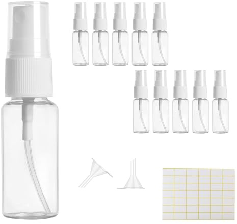 Sprühflasche Klein 10 Stück 20ml Mini Sprühflasche Parfumzerstäuber Transparente Sprayflasche Tragbares Reiseflaschen Kleine Sprühflaschen zum Befüllen + 2 Trichtern+1 Etiketten (transparent)