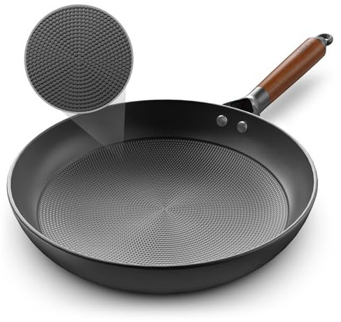 LAMFO Antihaftbeschichtete Bratpfannen, 30,5 cm, Wabenmuster, langlebige Gusseisenpfannen, langlebig, leicht, mit abnehmbarem Griff, ofenfest, spülmaschinenfest, 2024 Upgrade-Antihaft-Pfanne