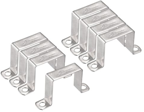 TA-VIGOR 8Pcs U Shaped Connector Bracket, 50mm x 50mm Stainless Steel Bracket Stainless Steel Pipe Clamp, Heavy Duty Conduit Clamps for Door Closed Bar Holder Strut, Pipe Tube Wire Fixing