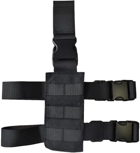 Jungle Leopard Taktische Molle Mini Drop Leg Panel Pistolenhalfter Platte Universal Pistolenholster Mag Oberschenkel Rig Panel Jagd(BLK)