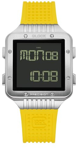 GLOCK GW-Digital Orologio al quarzo da uomo, con cassa in acciaio e datario, orologio da uomo con lancette e indici Swiss Super-LumiNova, giallo., cinghia