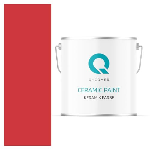 Q-COVER Keramik Farbe 5L (ca.35m²) Feuerrot Wandfarbe Innenfarbe Abwaschbar Klasse 1 Mattfarbe Deckenfarbe Scheuerfest Küche Bad Treppen Ceramic Hohe Deckkfraft