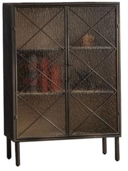 Retro Black Sideboard Drinks Cabinet with High grade Water Ripple Glass Doors Wall Mounted Storage Cabinet for Living Room ideboard Storage Cabinet