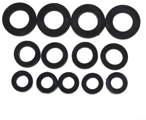 Entgoinggo Gemischte Wasserhahn-Unterlegscheiben, schwarzes Gummi-Unterlegscheiben-Set, Wasserhahn-Unterlegscheiben für die Reparatur von tropfenden Waschbecken, Badewannenarmaturen, Duschschlauch