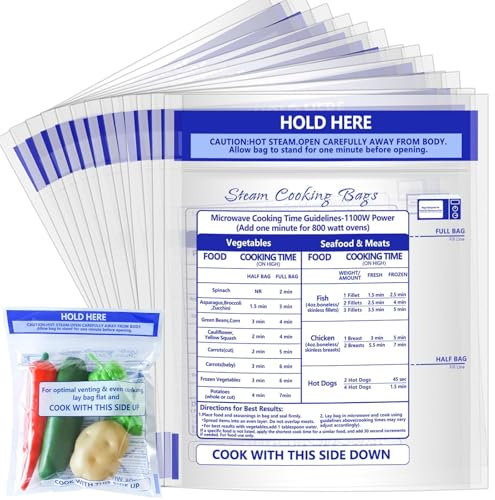 24 Pcs Microwave Steam Bags, 7.9 X 8.6 Inch Zipper Steamer Cooking Bags