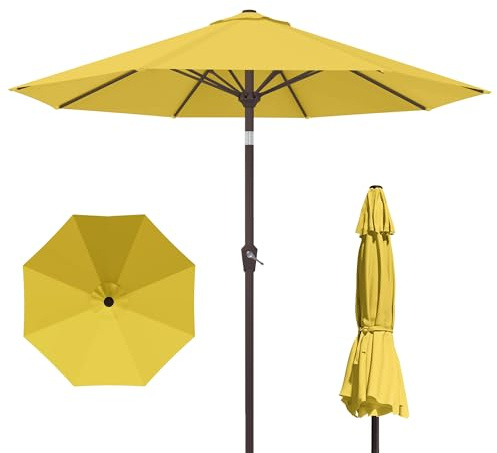 PatioKingdom 10FT Patio Umbrella with Push Button Tilt and Crank, Outdoor Market Umbrella with 8 Fiberglass Ribs, UV Protection Table Umbrella for Pool,Backyard,Garden,Deck