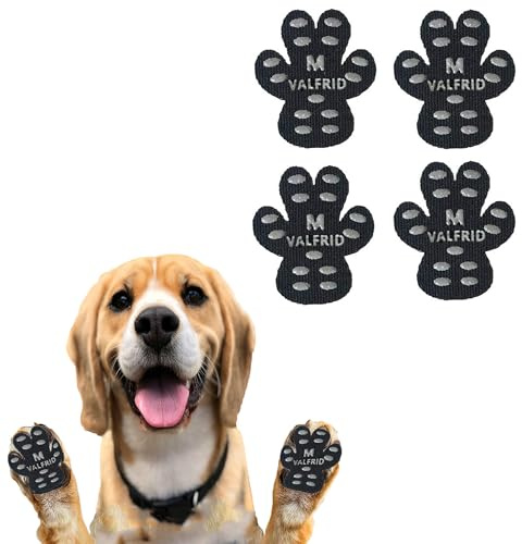 VALFRID Pfotenschoner Anti-Rutsch Premium - rutschfeste Hundepfoten-Pads für Parkett & Laminat - Selbstklebende Pfotenprotektoren als Alternative zu Hundesocken/Schuhen 60 Stück (15 Sets) M