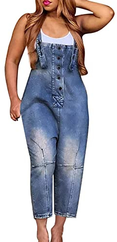 Latzhosen Für Damen Jeans, Jumpsuit Damen Elegant Lang Sommer Jeans Overall Kuschelig Ärmellos Jeanslatzhose Weit 90er Jahre Bib Romper 90er Jahre Outfit Damen Latzhose High Waist Baggy Trägeroverall