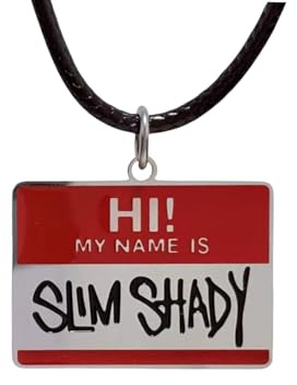 Yonghao Pavilion Men's leather rope necklace black Iced Out Name Tag Pendant Necklace Iced Out Chain Hip Hop Music Rapper Punk Rock Clubs Disco CZ Bling Pennywise Costume 26 inches