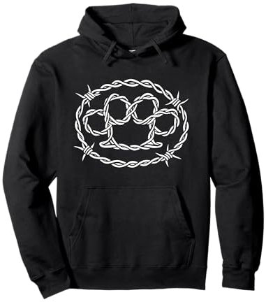 Barbed Wire Brass Knuckles Dark Grunge Gothic Punk Goth Emo Pullover Hoodie