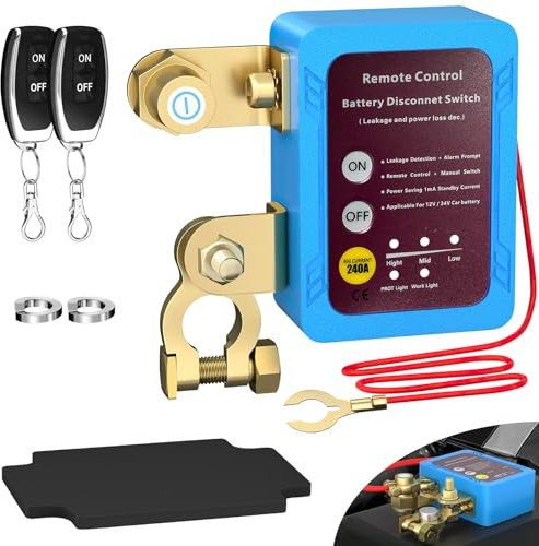 Sehawei Stacca Batteria per Auto 12v,Interruttore Staccabatteria Automatico Con 2 Telecomando,Sezionatore Auto Remoto Senza Fili per ATV,Barca,Auto,RV,Moto,Camion