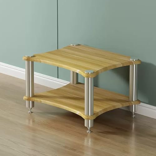 Generisch Modernes 4-stufiges HiFi-Rack mit stoßdämpfenden Pads – Vielseitiger Drucker- und Medienständer für Audio-/Videokomponenten, Lagerschrank in Walnuss-Finish