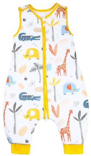MOEMOE BABY Schlafsack mit Füßen, 1.5 Tog Winterschlafsack, Baumwolle Ärmellose Babyschlafsack mit Beinen, Giraffe L