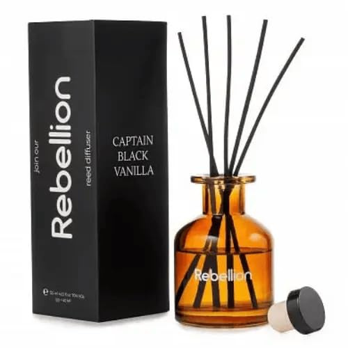 Aroma Diffuser, Diffuser mit Stäbchen, Raumduft Reed Diffuser mit 10 Duftstäbchen, Lufterfrischer mit Duftstäbchen für die Wohnung (Schwarze Vanille)