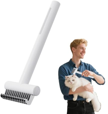 CFEWV Peine Desenredante para Gatos y Perros, Rastrillo Desenreda y Corta Nudos, para Animales de Pelo Largo como Conejos, Deslanador Eficaz, Para Aseo en Casa