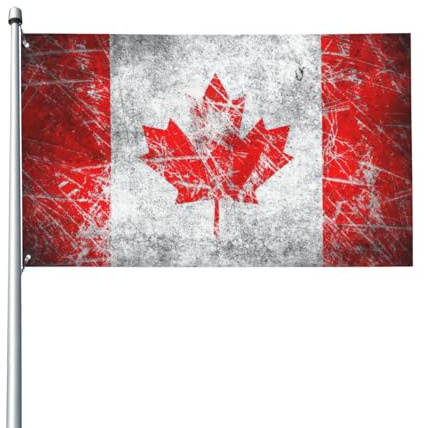 Drapeau rétro du Canada imprimé 1,5 x 0,9 m, drapeau décoratif unilatéral pour la journée nationale de la culture en plein air
