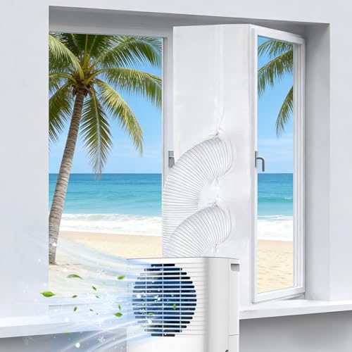 Kit Calfeutrage Climatiseur Mobile 500cm, Joint Fenêtre pour Climatiseur Mobile, Kit Fenêtre Clim pour Évacuation Climatiseurs Mobile, Fenêtres Battante, Oscillo-Battante, pour 1 Ou 2 Tuyaux