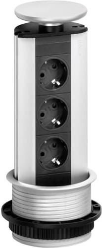 EVOline 93100001 uttagstorn 3-vägs svart silver skyddskontakt