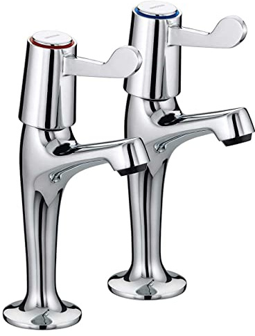 Bristan VAL HNK C CD Value Lever High Neck Pillar Kitchen Sink Taps with 3 (76mm) Levers, Chrome