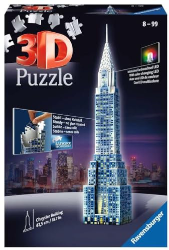 Ravensburger Italy 125951 - Puzzle 3D Chrysler Building Night Edition, Multicolore