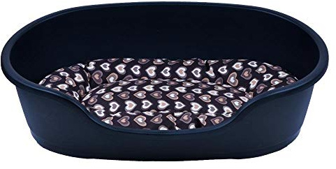 adena Hundekorb 92 x 61 cm anthrazit + Kissen Herzen braun