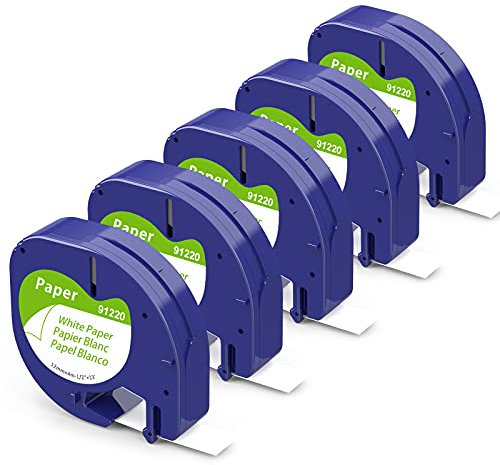 Aken 91220 Papier Weiß 12mm x 4m Schriftbänder Kompatibel mit Dymo Etikettenband, Kompatibel mit Dymo Letratag Etikettenband White Paper S0721510 für Letratag LT-100H LT-100T XR 200B