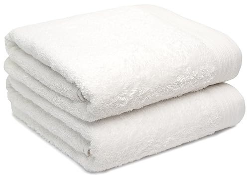 Weidemans Handtücher aus 100 % Baumwolle, 88,9 x 177,8 cm, Weiß, 2er-Set, ultraweich und sehr saugfähig, Baumwolle, Fitnessstudio, Hotel, Spa, maschinenwaschbar