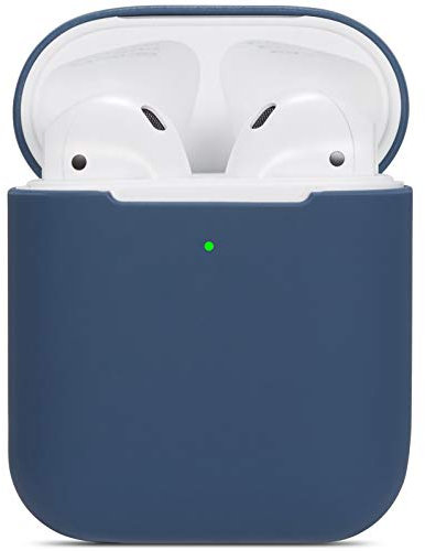 Custodia per Airpods compatibile con Watruer, custodia protettiva in silicone morbido ultrasottile antiurto per accessori di protezione antiscivolo per Apple Airpods 2 e 1 custodia di ricarica - blu