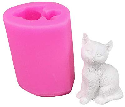 ABenxxou Silastic Mold Moule 3D Petit Chat Moule DIY Moule en Silicone pour la fabrication de gâteaux, savons, pudding, pralines et autres artisanat