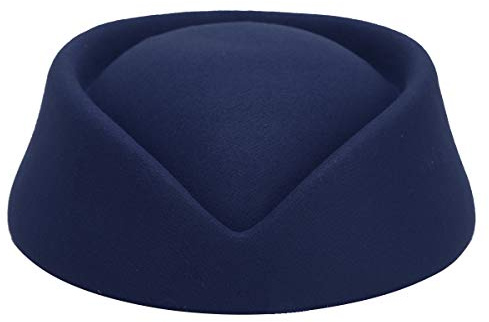 inlzdz Stewardess Hut Wollfilz Pillbox Mützen Damen Flugbegleiterin Cosplay Kostüm Elegant Stewardess Cap Baskenmütze Party Base Kappe